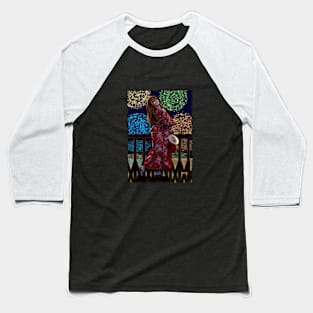 Asuka Kimono Background Jagged Baseball T-Shirt